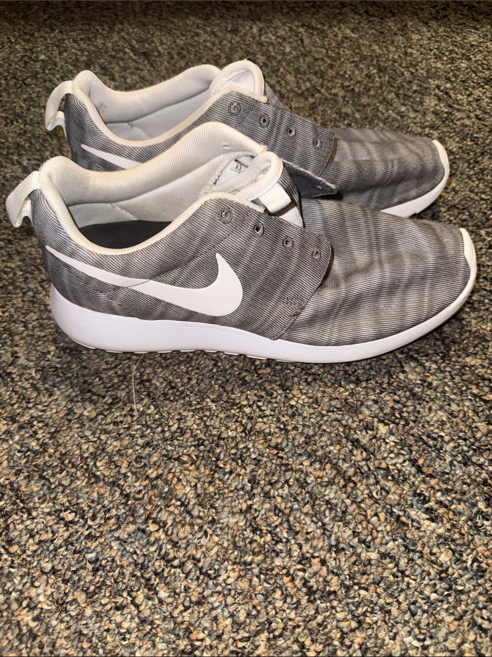 Nike Gray and White Casual Slip-On Sneakers